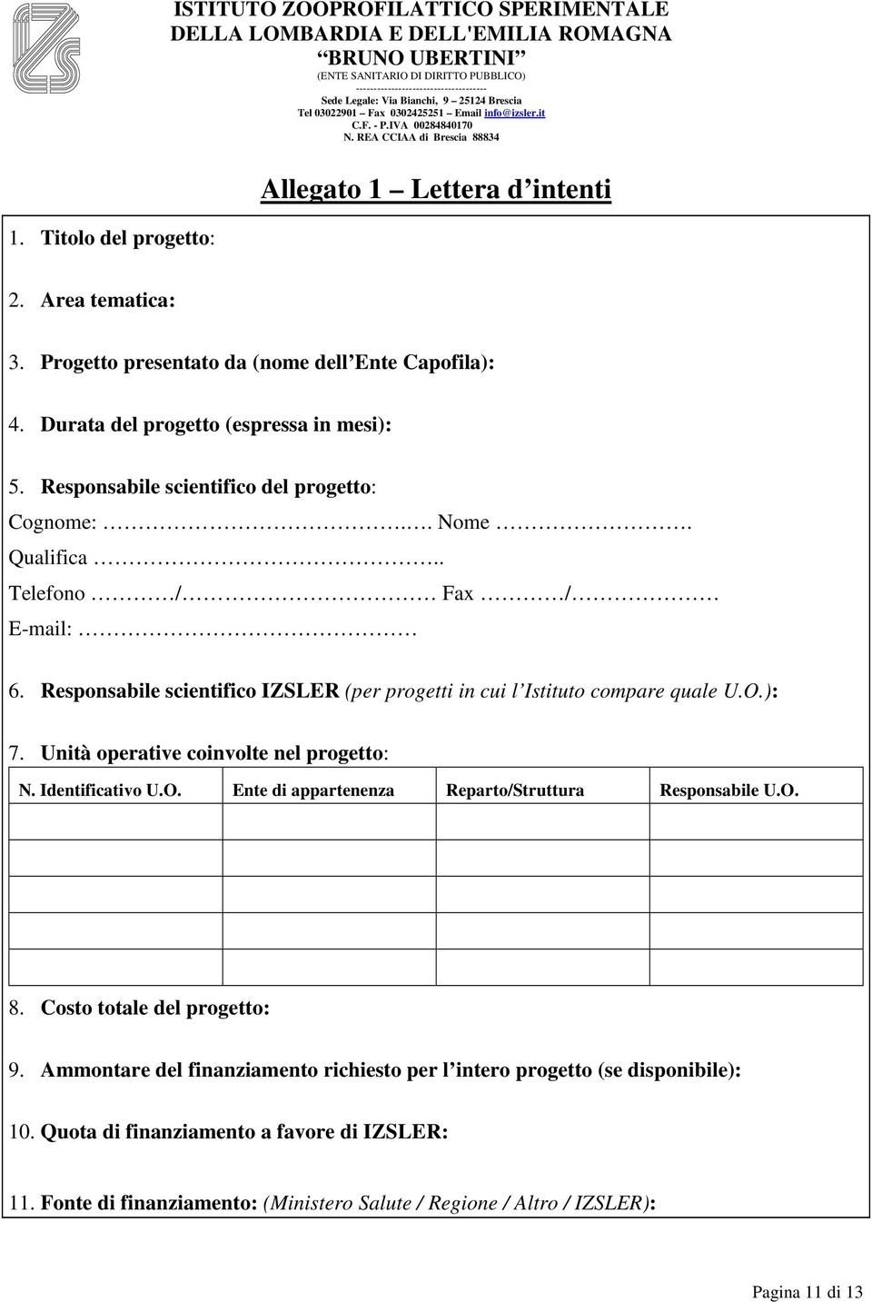 Progetto presentato da (nome dell Ente Capofila): 4. Durata del progetto (espressa in mesi): 5. Responsabile scientifico del progetto: Cognome:.. Nome. Qualifica.. Telefono / Fax / E-mail: 6.