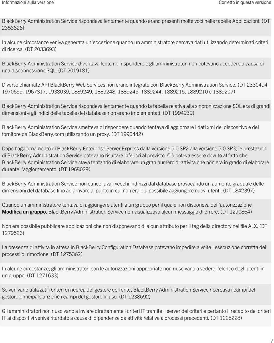 (DT 2033693) BlackBerry Administration Service diventava lento nel rispondere e gli amministratori non potevano accedere a causa di una disconnessione SQL.