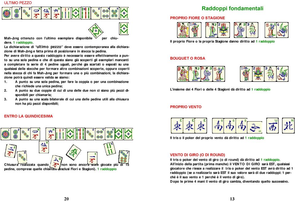 Per avere diritto a questo raddoppio è necessario essere effettivamente a punto su una sola pedina e che di questa siano già scoperti gli esemplari mancanti a completare la serie di 4 pedine uguali,