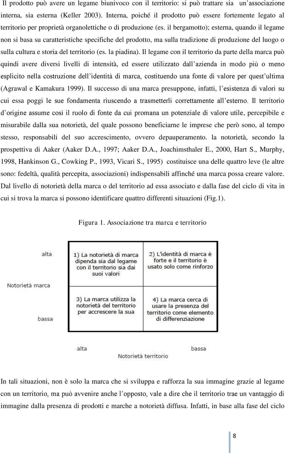 il bergamotto); esterna, quando il legame non si basa su caratteristiche specifiche del prodotto, ma sulla tradizione di produzione del luogo o sulla cultura e storia del territorio (es. la piadina).