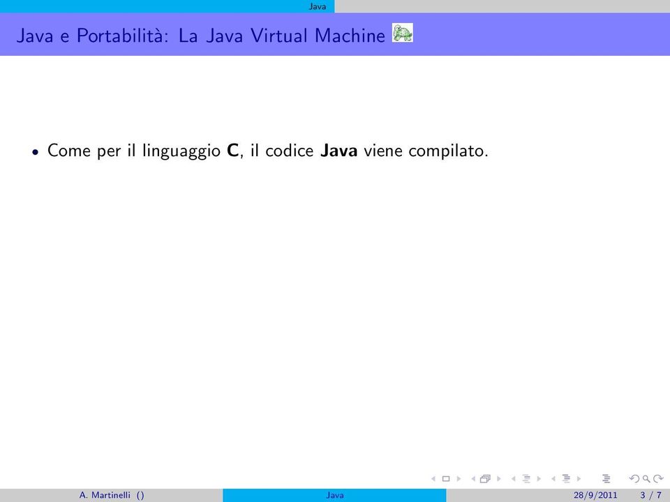linguaggio C, il codice Java viene