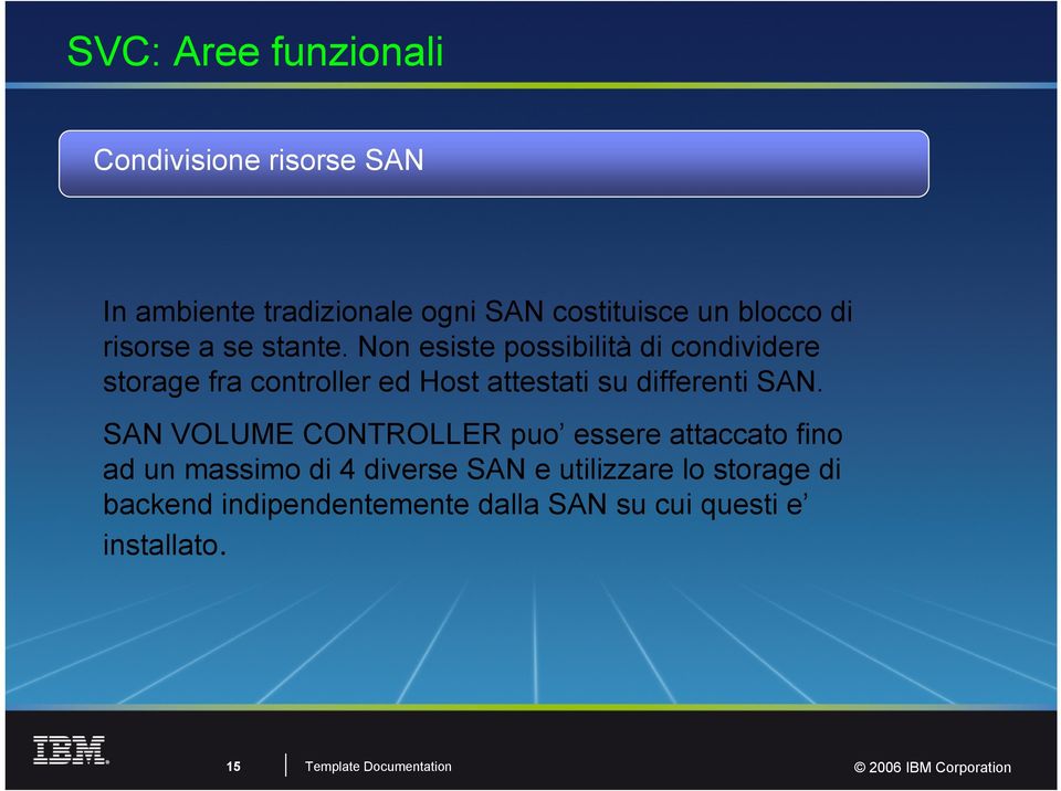 Non esiste possibilità di condividere storage fra controller ed Host attestati su differenti SAN.