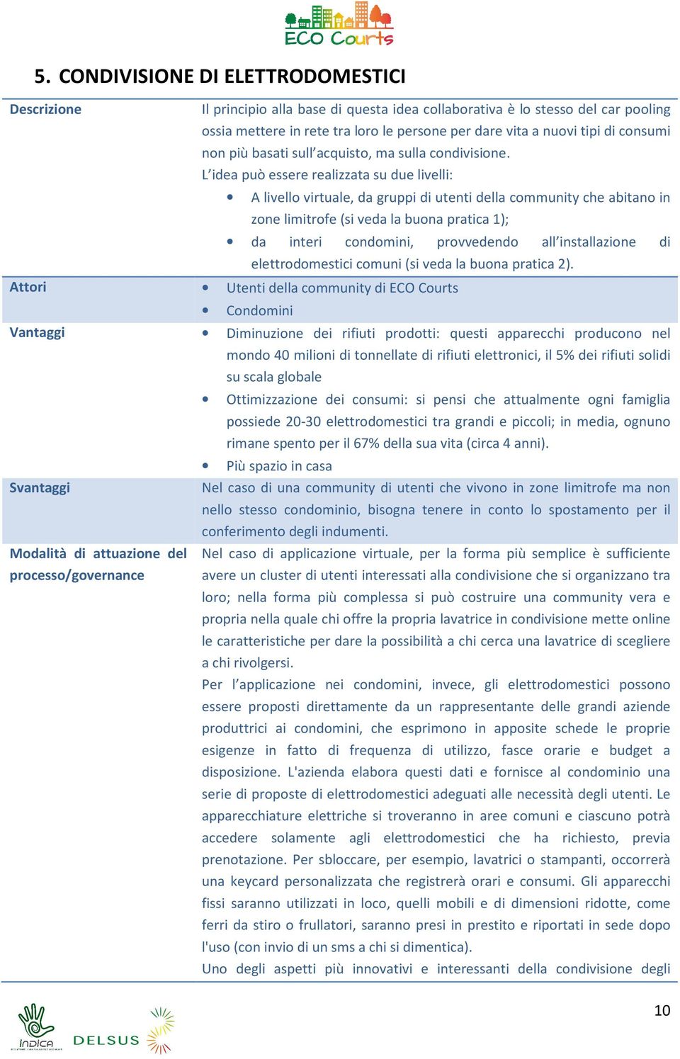 L idea può essere realizzata su due livelli: A livello virtuale, da gruppi di utenti della community che abitano in zone limitrofe (si veda la buona pratica 1); da interi condomini, provvedendo all