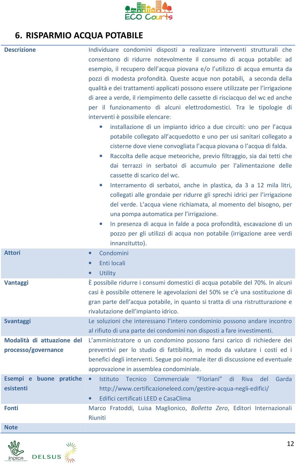 Queste acque non potabili, a seconda della qualità e dei trattamenti applicati possono essere utilizzate per l irrigazione di aree a verde, il riempimento delle cassette di risciacquo del wc ed anche