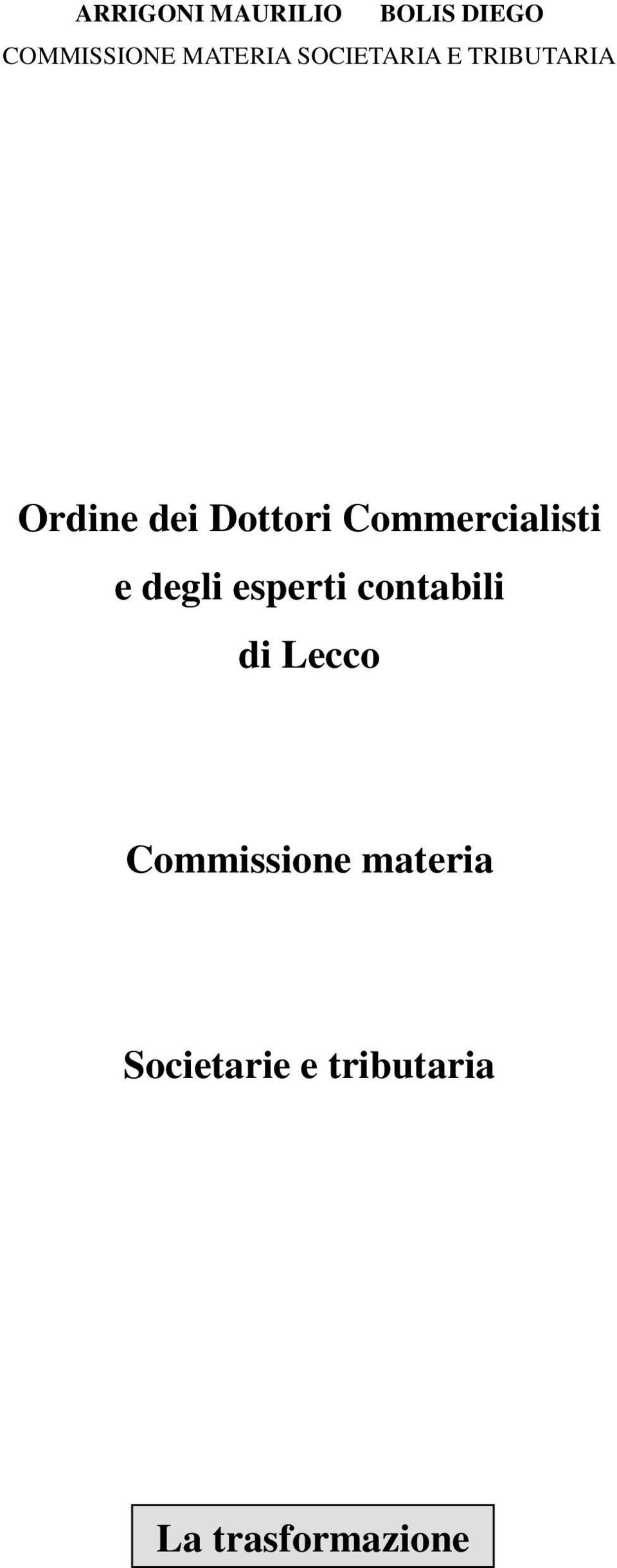 contabili di Lecco Commissione