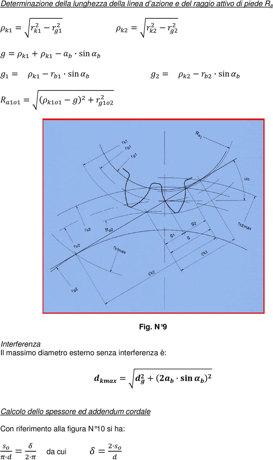 N 9 Interferenza Il massimo diametro esterno senza interferenza è: = +(