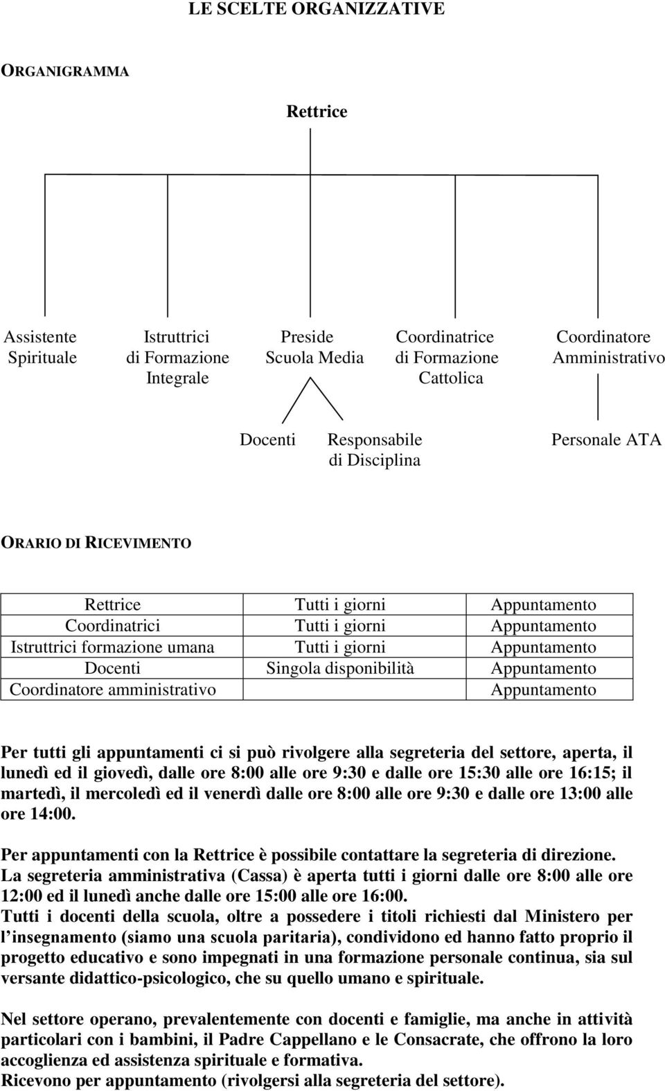 Docenti Singola disponibilità Appuntamento Coordinatore amministrativo Appuntamento Per tutti gli appuntamenti ci si può rivolgere alla segreteria del settore, aperta, il lunedì ed il giovedì, dalle