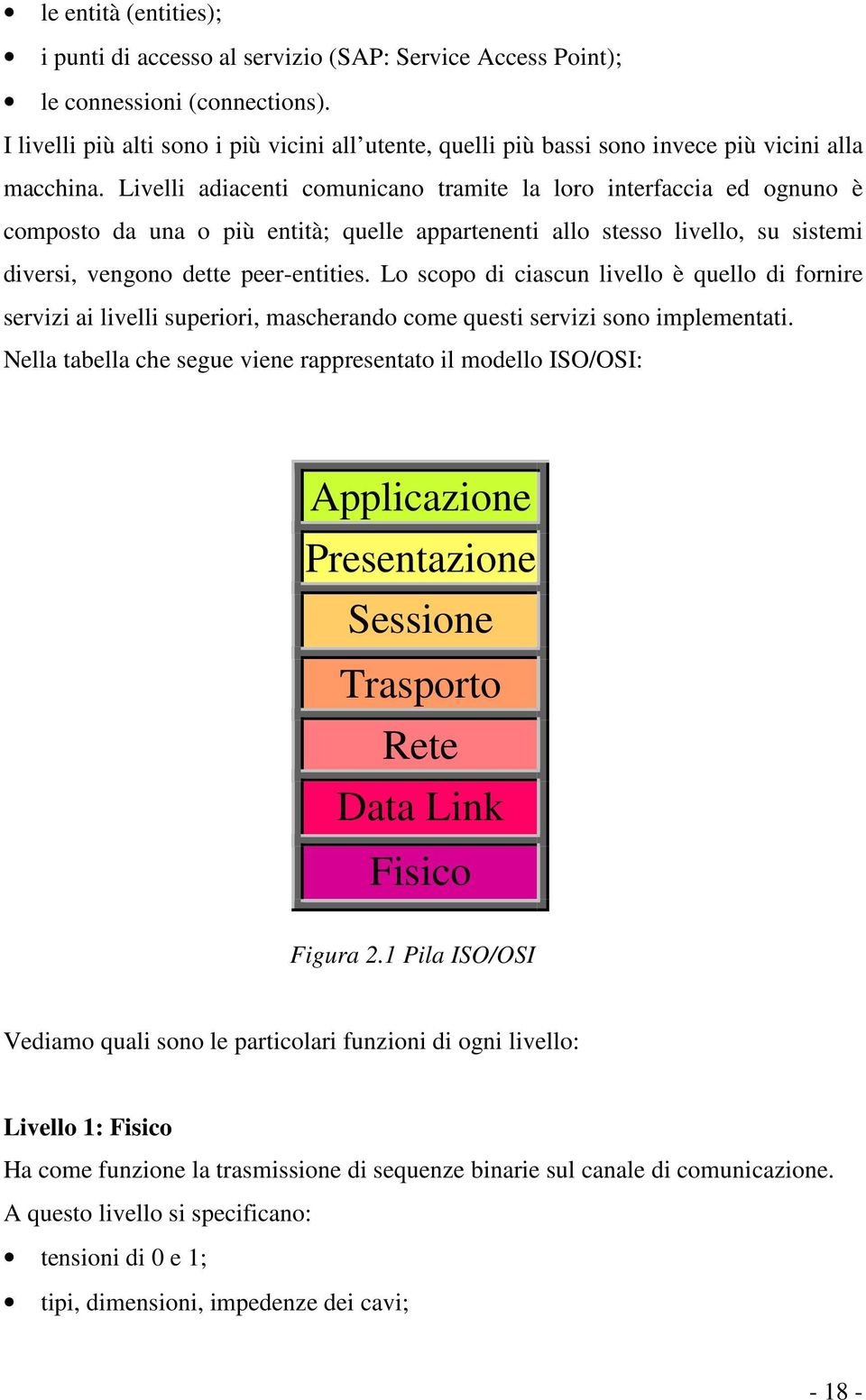 Livelli adiacenti comunicano tramite la loro interfaccia ed ognuno è composto da una o più entità; quelle appartenenti allo stesso livello, su sistemi diversi, vengono dette peer-entities.