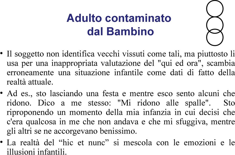 , sto lasciando una festa e mentre esco sento alcuni che ridono. Dico a me stesso: "Mi ridono alle spalle".