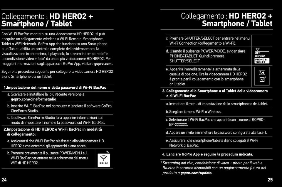+ foto* da una o più videocamere HD HERO2. Per maggiori informazioni sugli apparecchi GoPro App, visitare gopro.com.