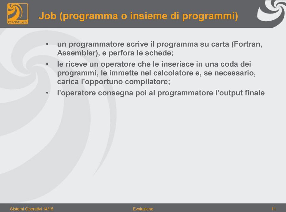 coda dei programmi, le immette nel calcolatore e, se necessario, carica l'opportuno