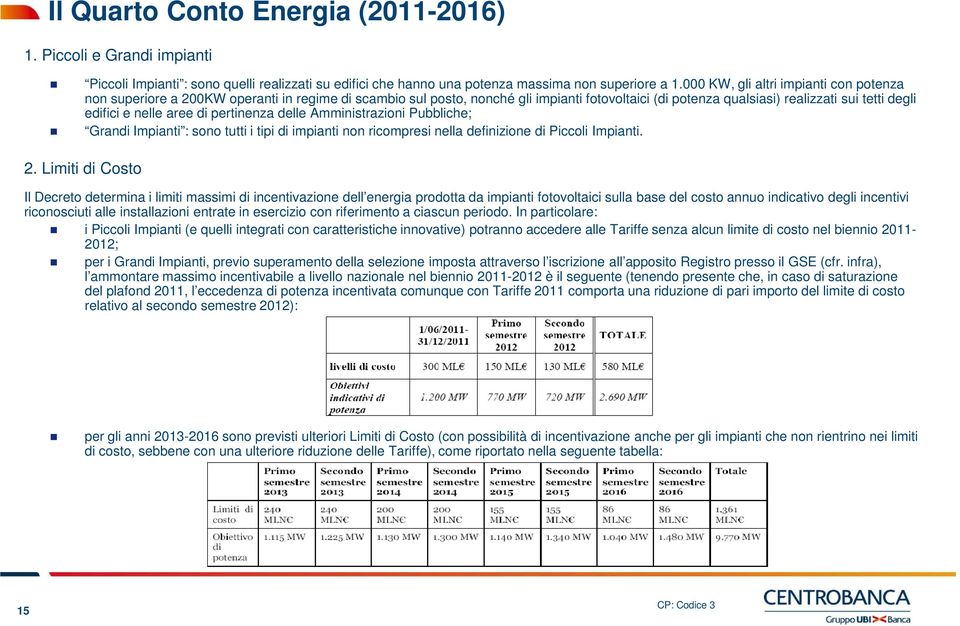 nelle aree di pertinenza delle Amministrazioni Pubbliche; Grandi Impianti : sono tutti i tipi di impianti non ricompresi nella definizione di Piccoli Impianti. 2.