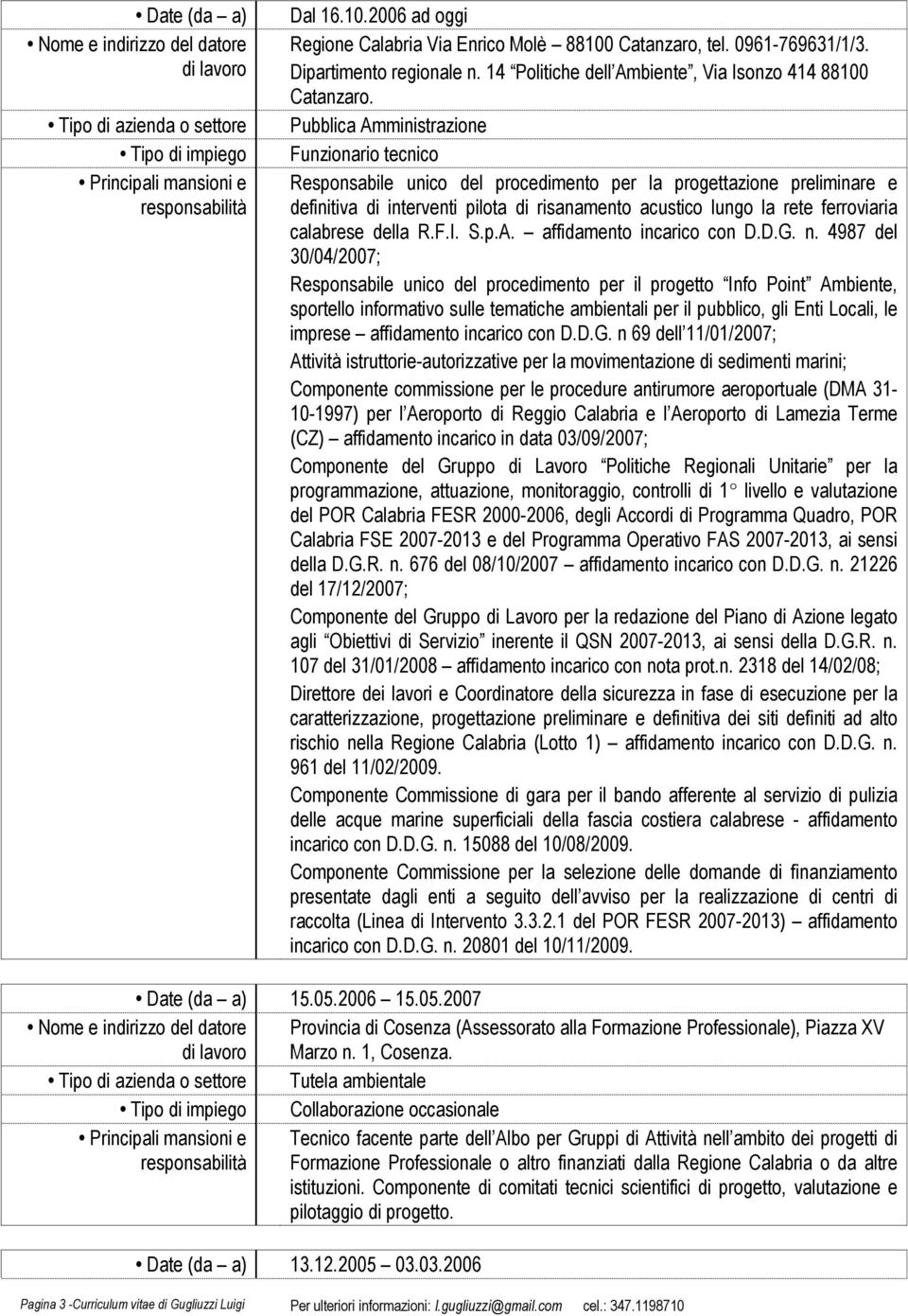 Pubblica Amministrazione Funzionario tecnico Responsabile unico del procedimento per la progettazione preliminare e definitiva di interventi pilota di risanamento acustico lungo la rete ferroviaria