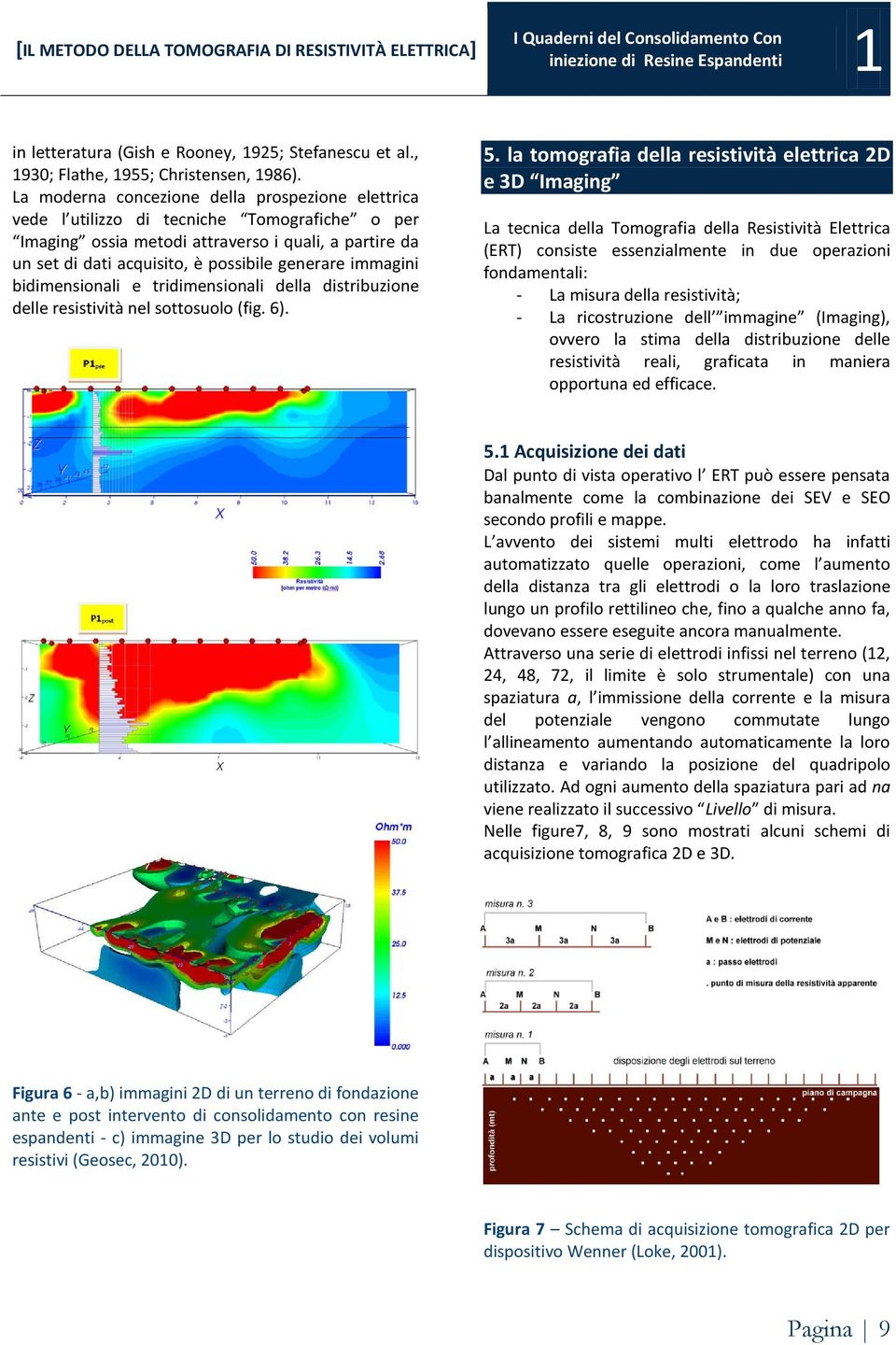 immagini bidimensionali e tridimensionali della distribuzione delle resistività nel sottosuolo (fig. 6). 5.