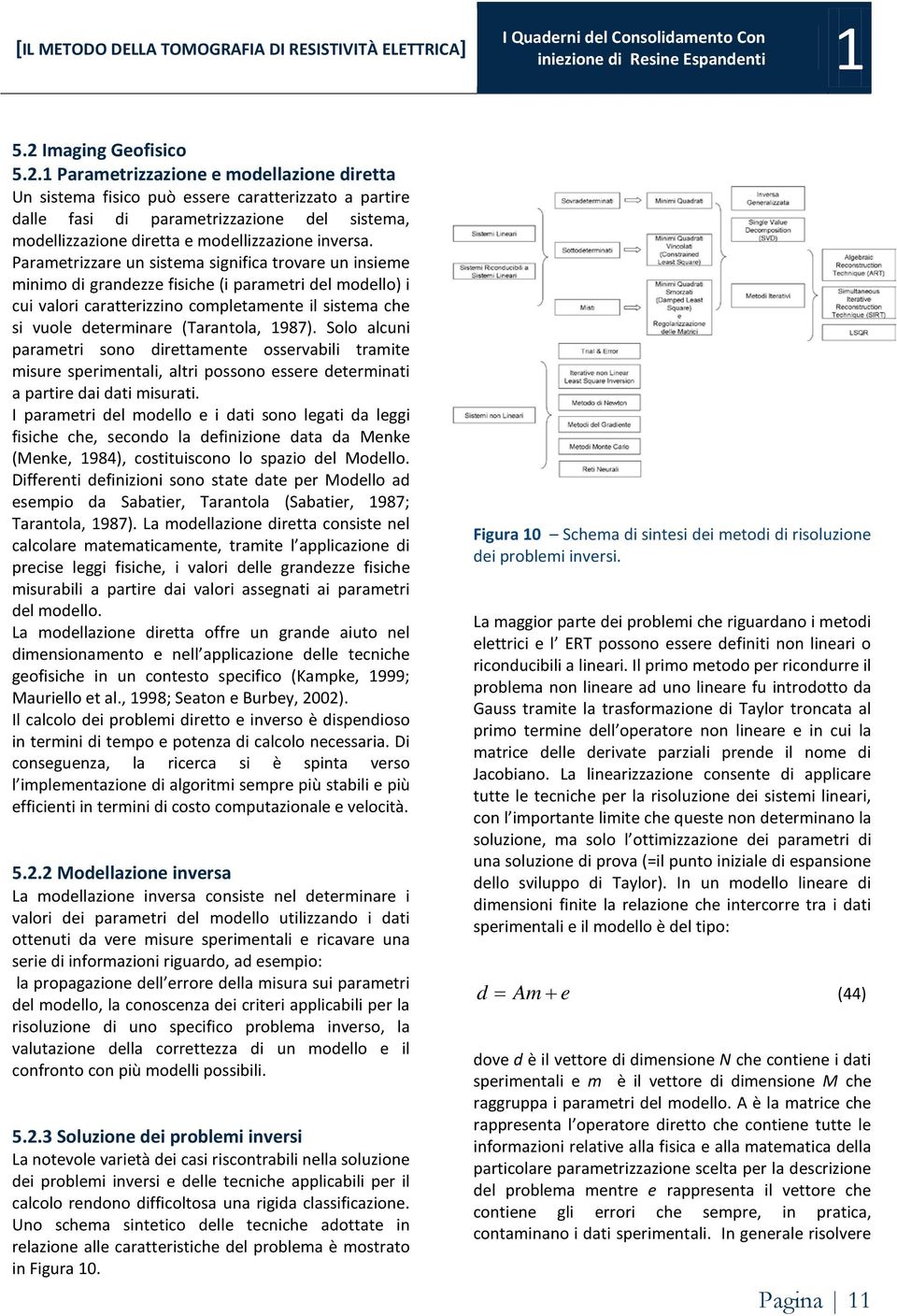 Parametrizzare un sistema significa trovare un insieme minimo di grandezze fisiche (i parametri del modello) i cui valori caratterizzino completamente il sistema che si vuole determinare (Tarantola,