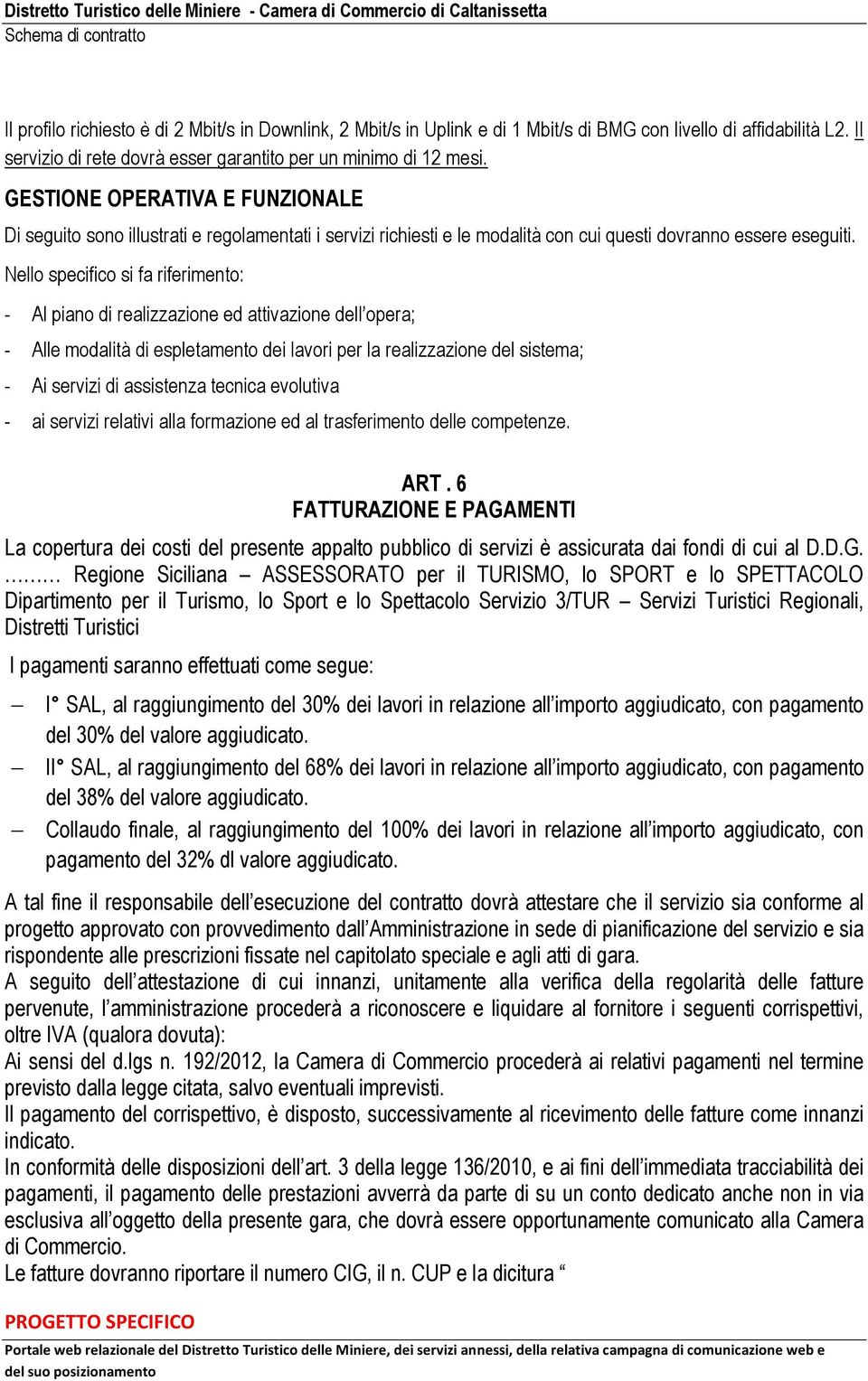 Nello specifico si fa riferimento: - Al piano di realizzazione ed attivazione dell opera; - Alle modalità di espletamento dei lavori per la realizzazione del sistema; - Ai servizi di assistenza