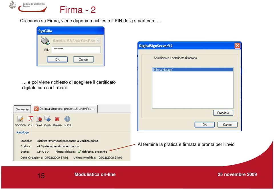 richiesto di scegliere il certificato digitale con