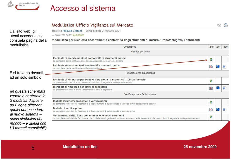 a confronto le 2 modalità disposte su 2 righe differenti: quella per accedere