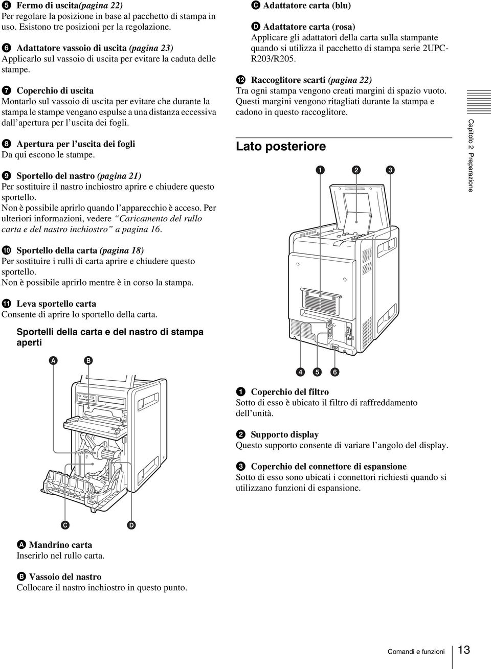 g Coperchio di uscita Montarlo sul vassoio di uscita per evitare che durante la stampa le stampe vengano espulse a una distanza eccessiva dall apertura per l uscita dei fogli.