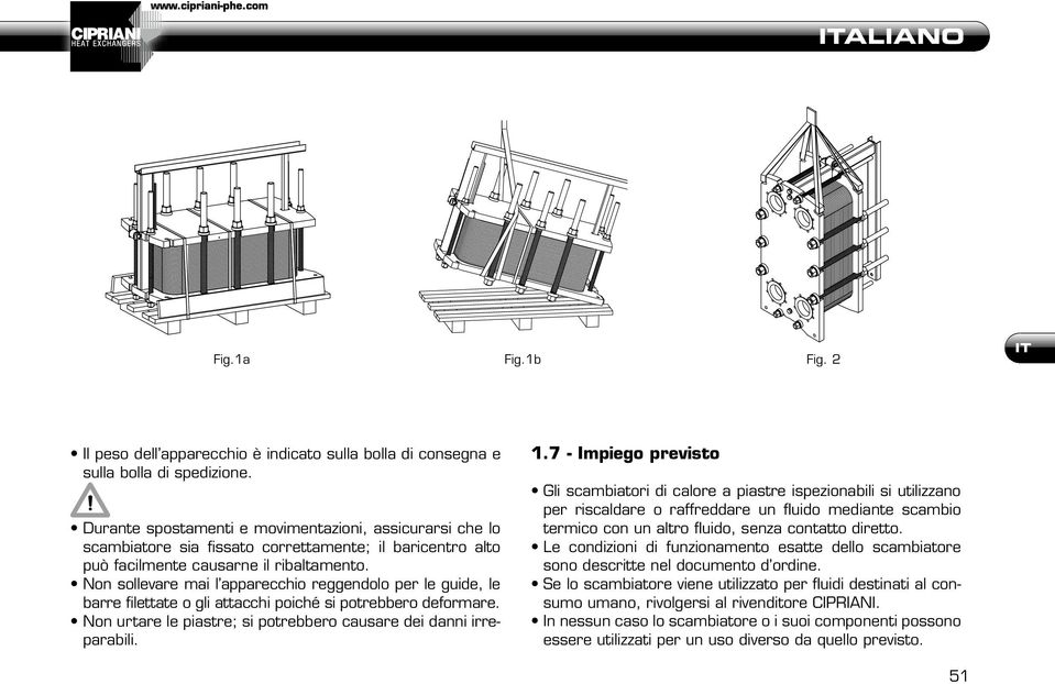 Non sollevare mai l apparecchio reggendolo per le guide, le barre filettate o gli attacchi poiché si potrebbero deformare. Non urtare le piastre; si potrebbero causare dei danni irreparabili. 1.