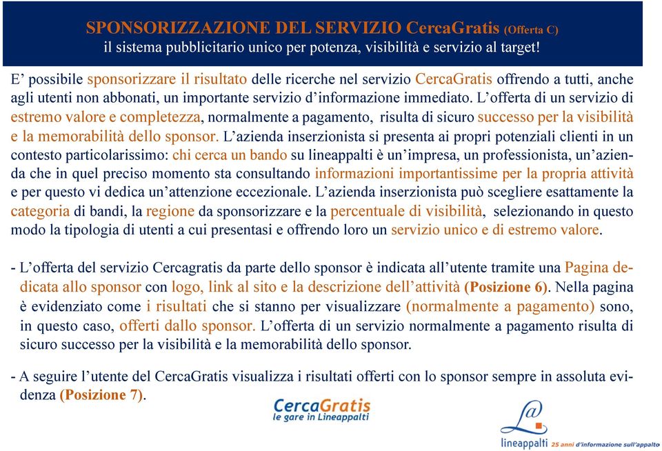 L offerta di un servizio di estremo valore e completezza, normalmente a pagamento, risulta di sicuro successo per la visibilità e la memorabilità dello sponsor.