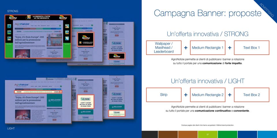Un offerta innovativa / LIGHT Strip + Medium Rectangle 2 + Text Box 2 AgroNotizie permette ai clienti di pubblicare i banner a rotazione su