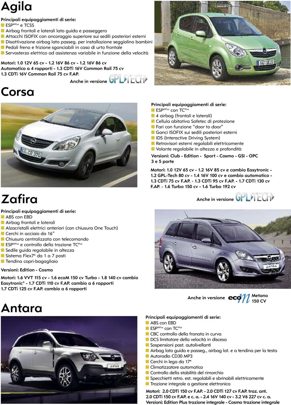 0 12V 65 cv - 1.2 16V 86 cv - 1.2 16V 86 cv Automatico a 4 rapporti - 1.3 CDTi 16V Common Rail 75 cv 1.3 CDTi 16V Common Rail 75 cv F.AP.