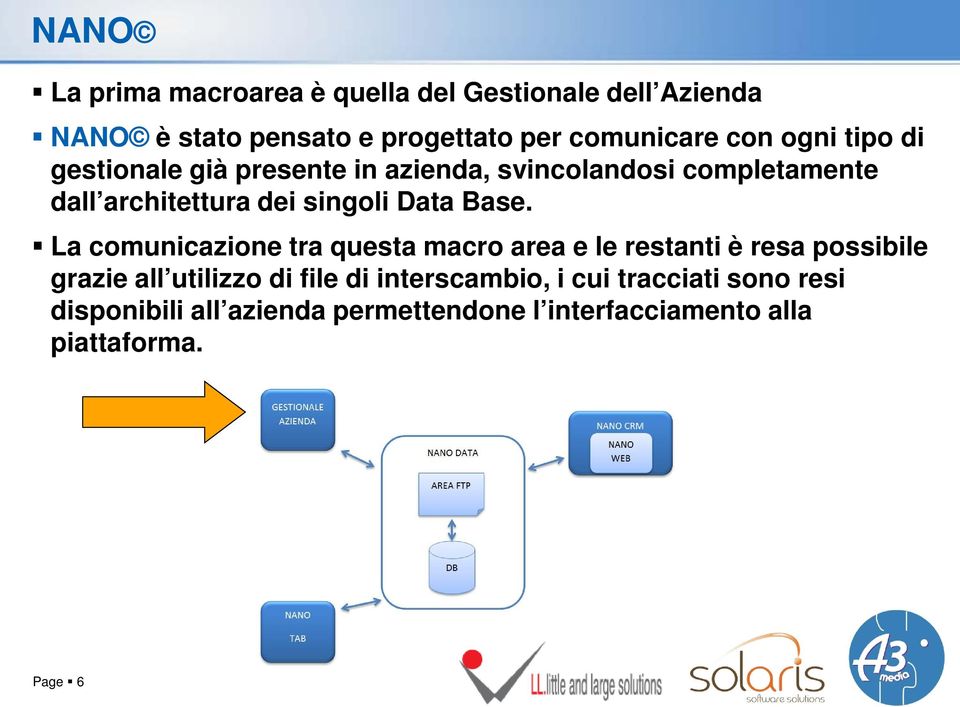 Base. La comunicazione tra questa macro area e le restanti è resa possibile grazie all utilizzo di file di