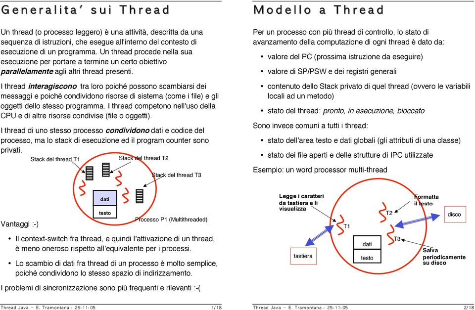 I thread interagiscono tra loro poiché possono scambiarsi dei messaggi e poiché condividono risorse di sistema (come i file) e gli oggetti dello stesso programma.