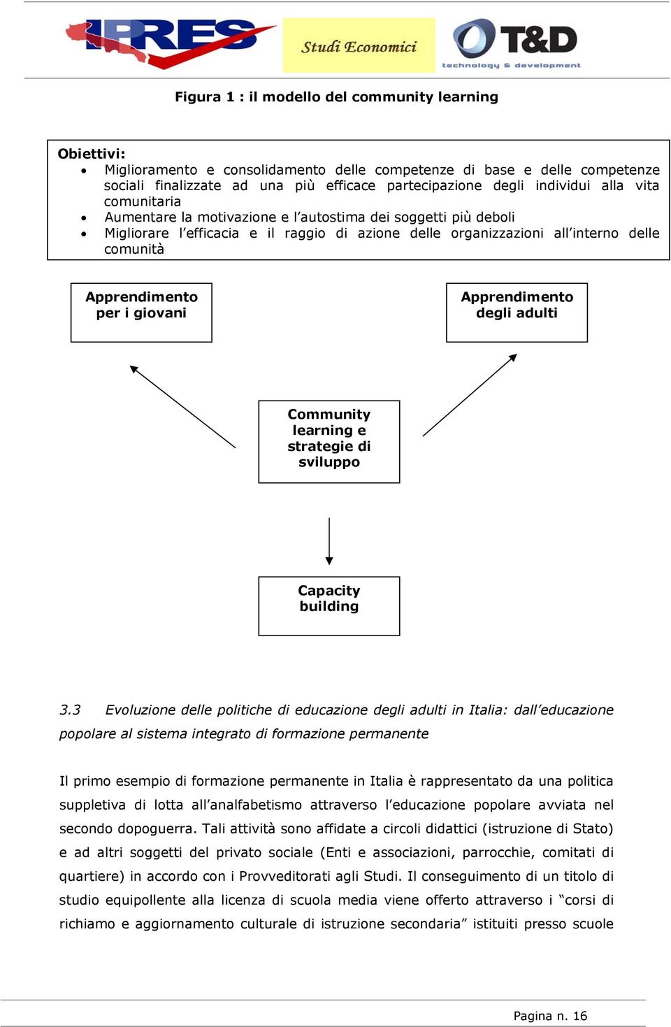 Apprendimento per i giovani Apprendimento degli adulti Community learning e strategie di sviluppo Capacity building 3.