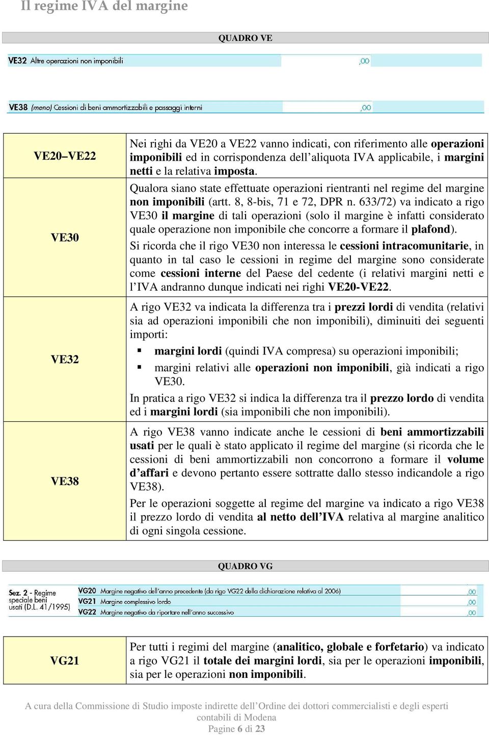 633/72) va indicato a rigo VE30 il margine di tali operazioni (solo il margine è infatti considerato quale operazione non imponibile che concorre a formare il plafond).