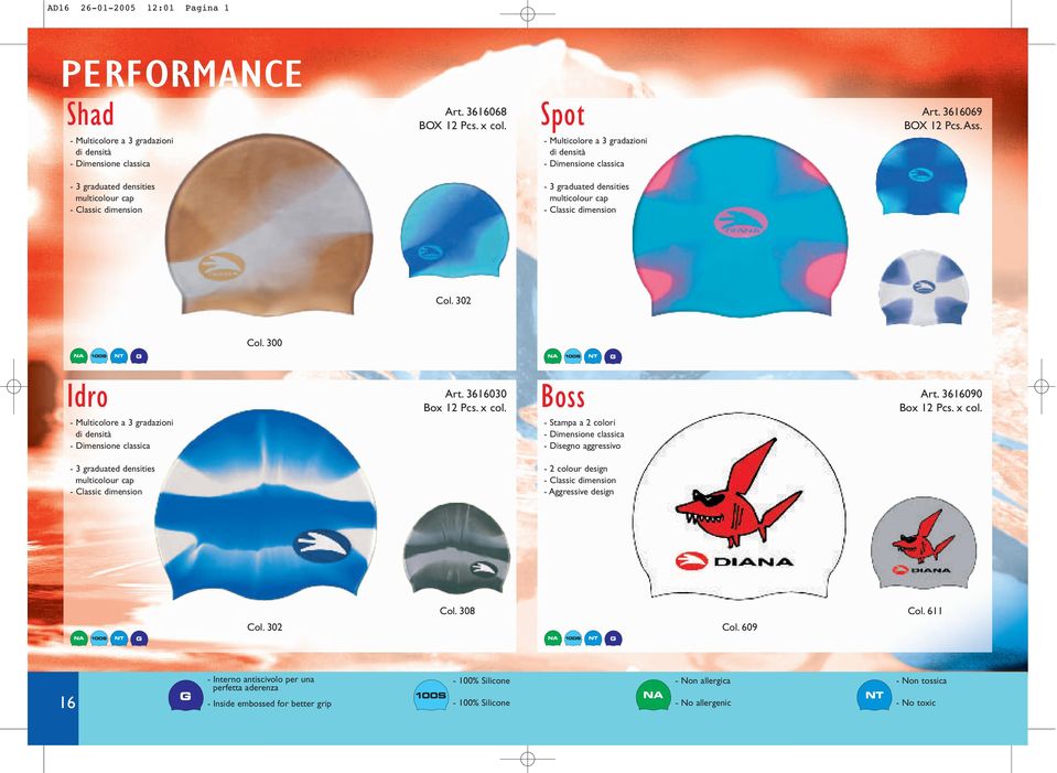 densities multicolour cap - Classic dimension Col. 302 Col. 300 Art. 3616030 Idro Box 12 Pcs. x col.