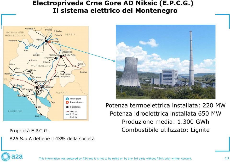 ) Il sistema elettrico del Montenegro Proprietà E.P.C.G.