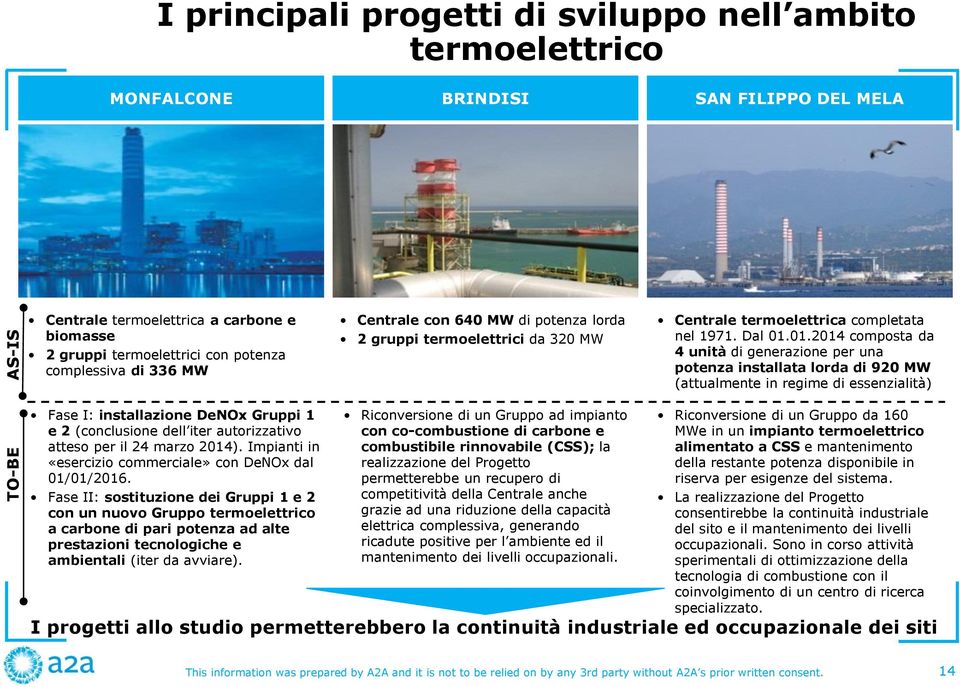 01.2014 composta da 4 unità di generazione per una potenza installata lorda di 920 MW (attualmente in regime di essenzialità) Fase I: installazione DeNOx Gruppi 1 e 2 (conclusione dell iter