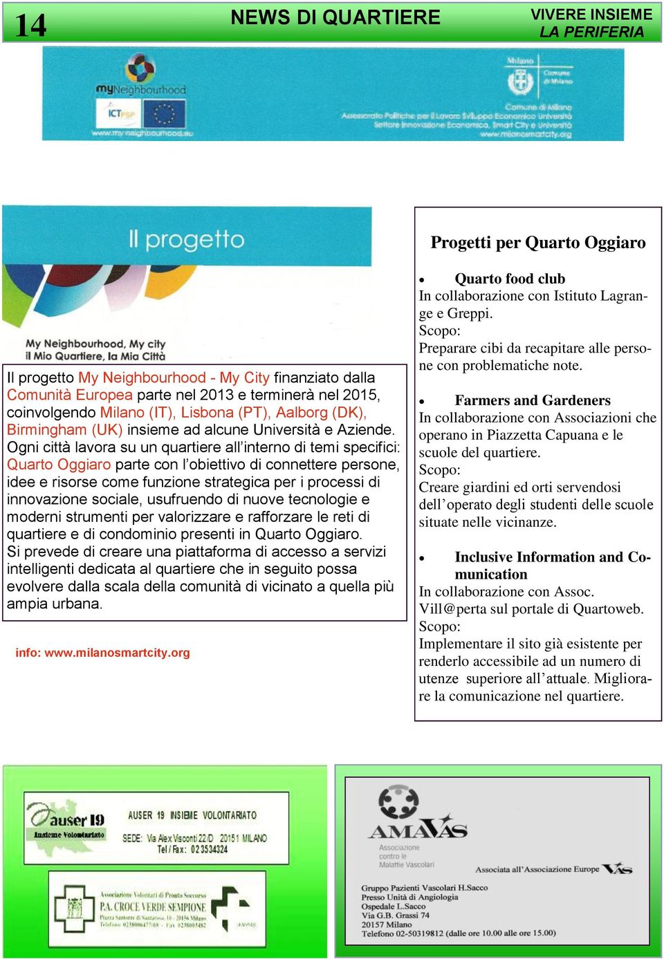 Ogni città lavora su un quartiere all interno di temi specifici: Quarto Oggiaro parte con l obiettivo di connettere persone, idee e risorse come funzione strategica per i processi di innovazione