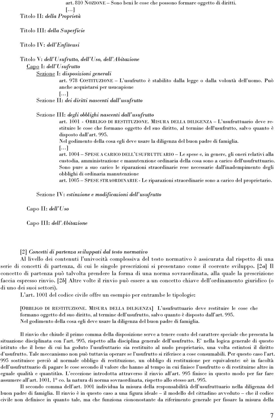 978 COSTITUZIONE L usufrutto è stabilito dalla legge o dalla volontà dell uomo.