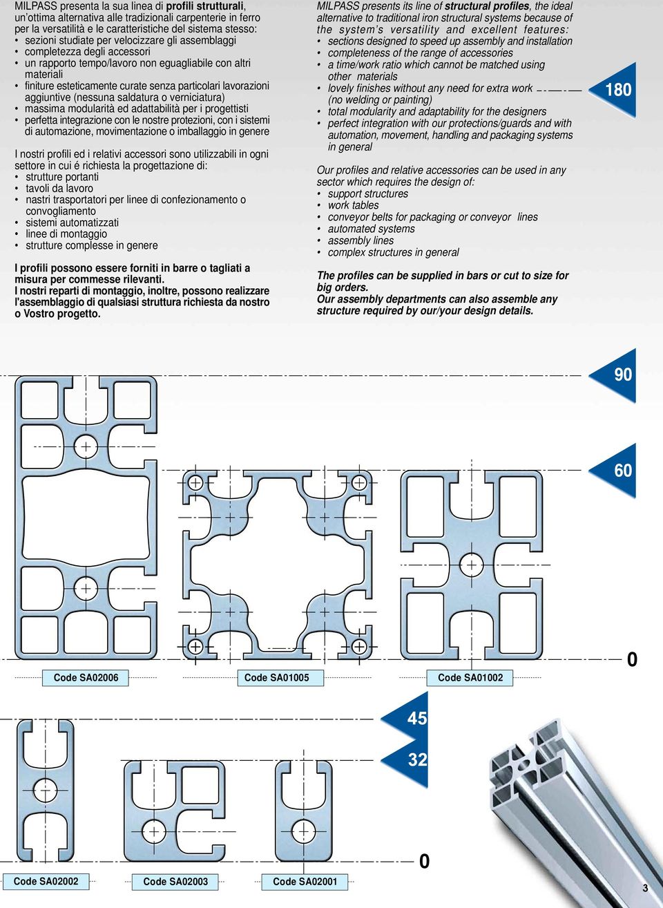 saldatura o verniciatura) massima modularità ed adattabilità per i progettisti perfetta integrazione con le nostre protezioni, con i sistemi di automazione, movimentazione o imballaggio in genere I