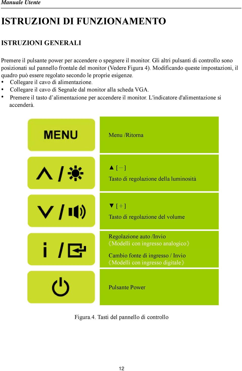 Collegare il cavo di alimentazione. Collegare il cavo di Segnale dal monitor alla scheda VGA. Premere il tasto d alimentazione per accendere il monitor.