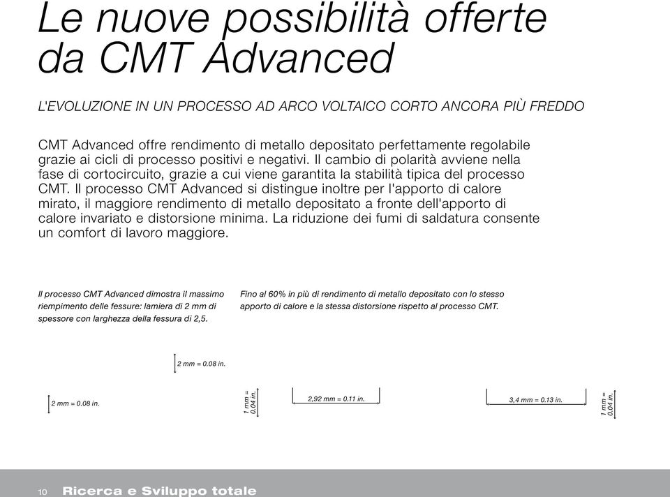 Il processo CMT Advanced si distingue inoltre per l'apporto di calore mirato, il maggiore rendimento di metallo depositato a fronte dell'apporto di calore invariato e distorsione minima.