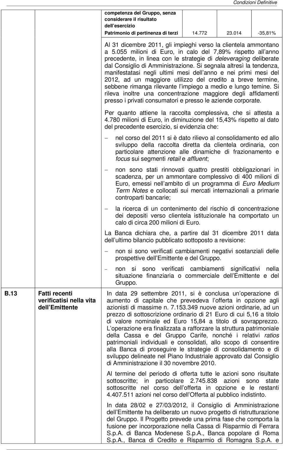 Si segnala altresì la tendenza, manifestatasi negli ultimi mesi dell anno e nei primi mesi del 2012, ad un maggiore utilizzo del credito a breve termine, sebbene rimanga rilevante l impiego a medio e