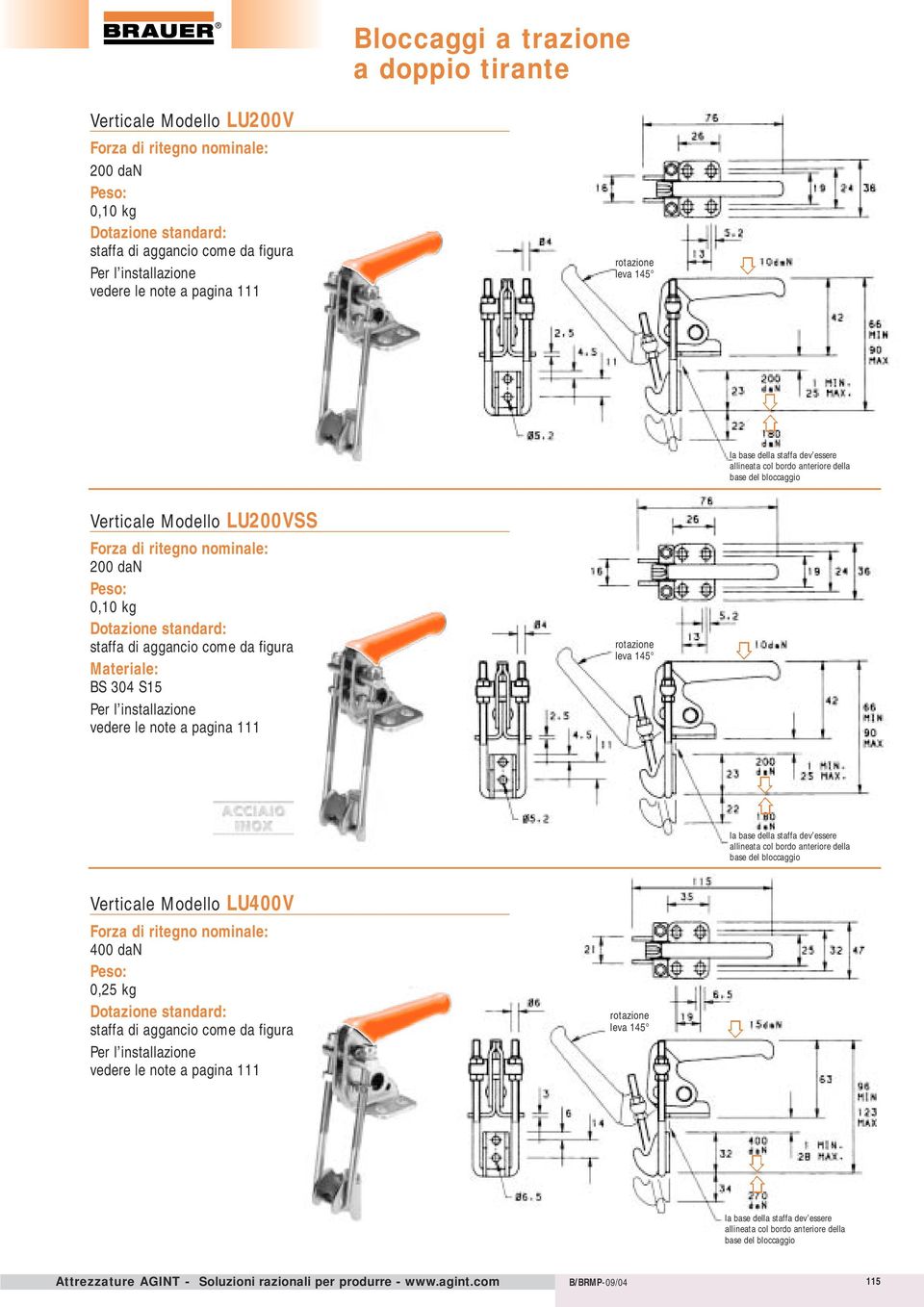 anteriore della base del bloccaggio Verticale Modello LU400V