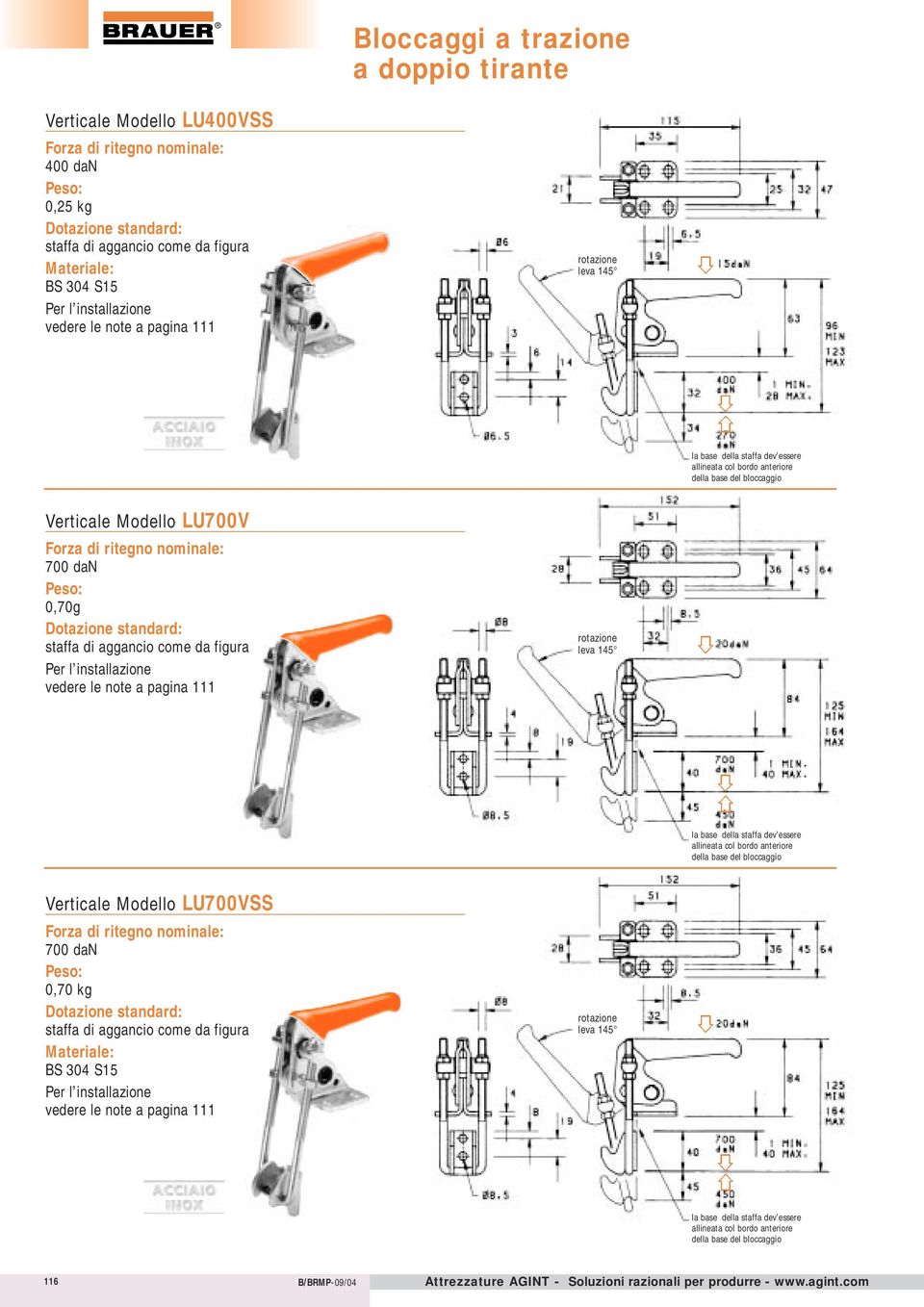 anteriore della base del bloccaggio Verticale Modello LU700VSS 0,70