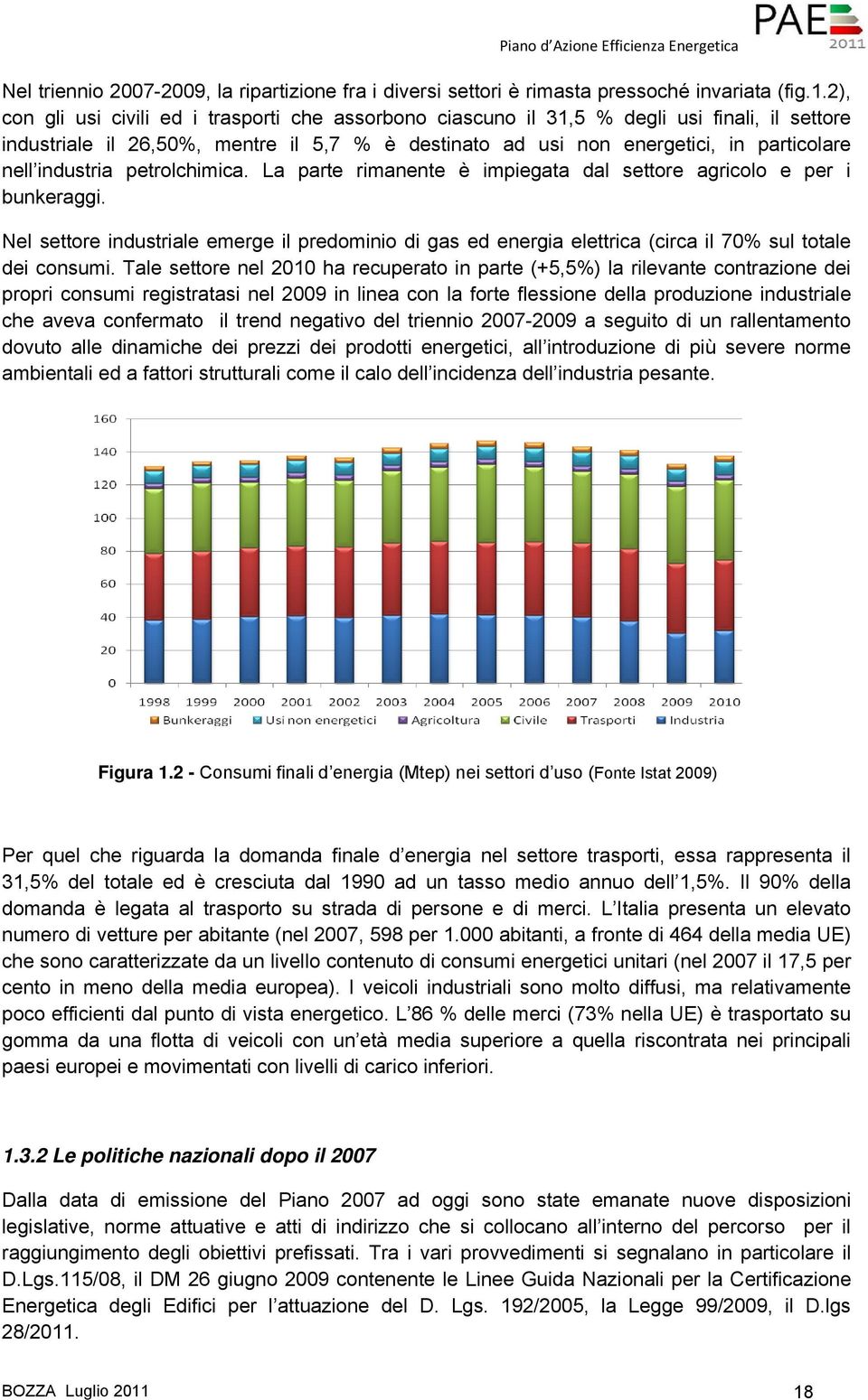 industria petrolchimica. La parte rimanente è impiegata dal settore agricolo e per i bunkeraggi.