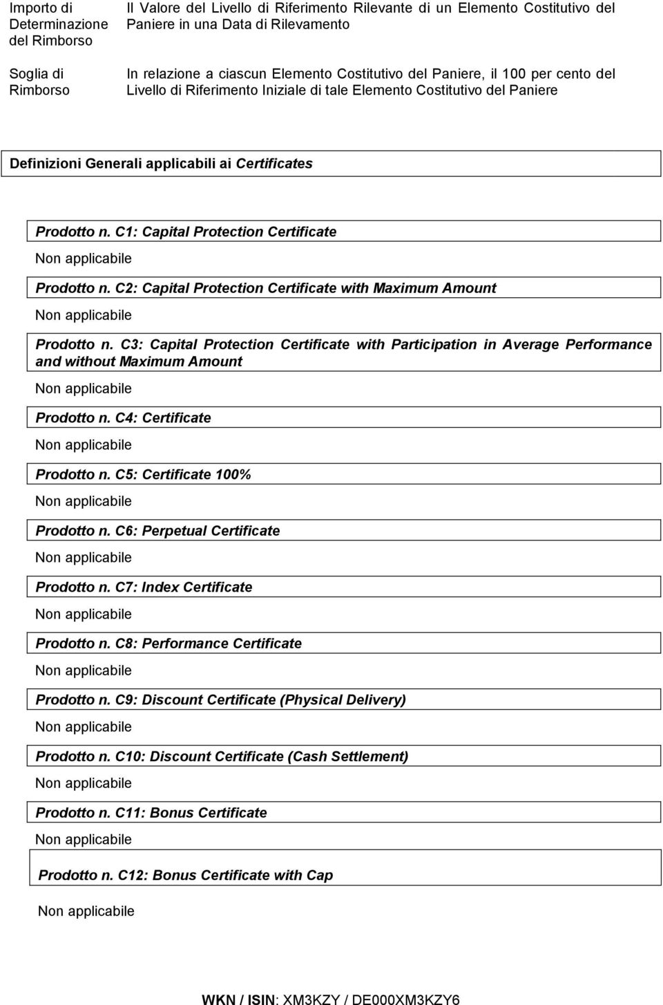 C1: Capital Protection Certificate Prodotto n. C2: Capital Protection Certificate with Maximum Amount Prodotto n.