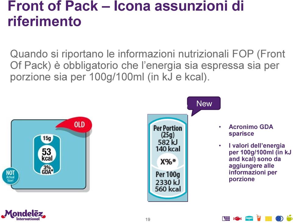 porzione sia per 100g/100ml (in kj e kcal).