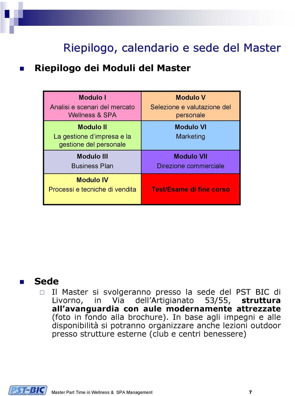 corso Sede Il Master si svolgeranno presso la sede del PST BIC di Livorno, in Via dell Artigianato 53/55, struttura all avanguardia con aule modernamente attrezzate (foto in fondo alla