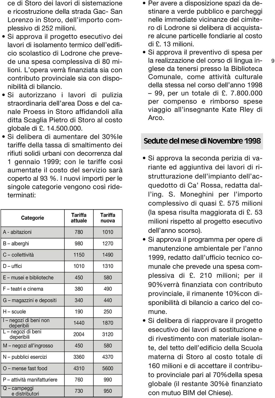 L opera verrà finanziata sia con contributo provinciale sia con disponibilità di bilancio.