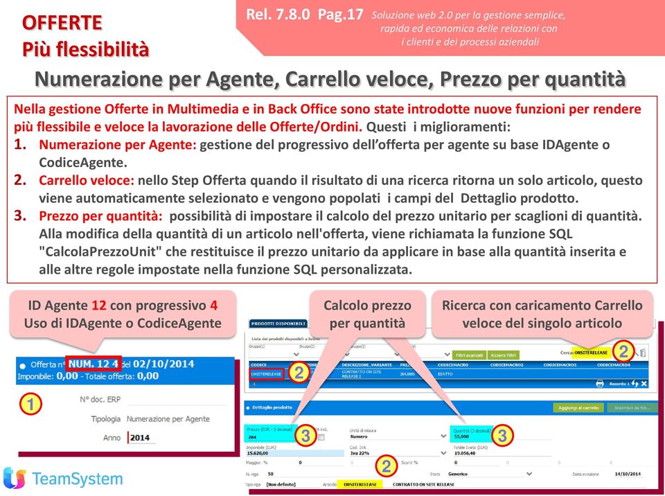 flessibile e veloce la lavorazione delle Offerte/Ordini. Questi i miglioramenti: 1. Numerazione per Agente: gestione del progressivo dell offerta per agente su base IDAgente o CodiceAgente.