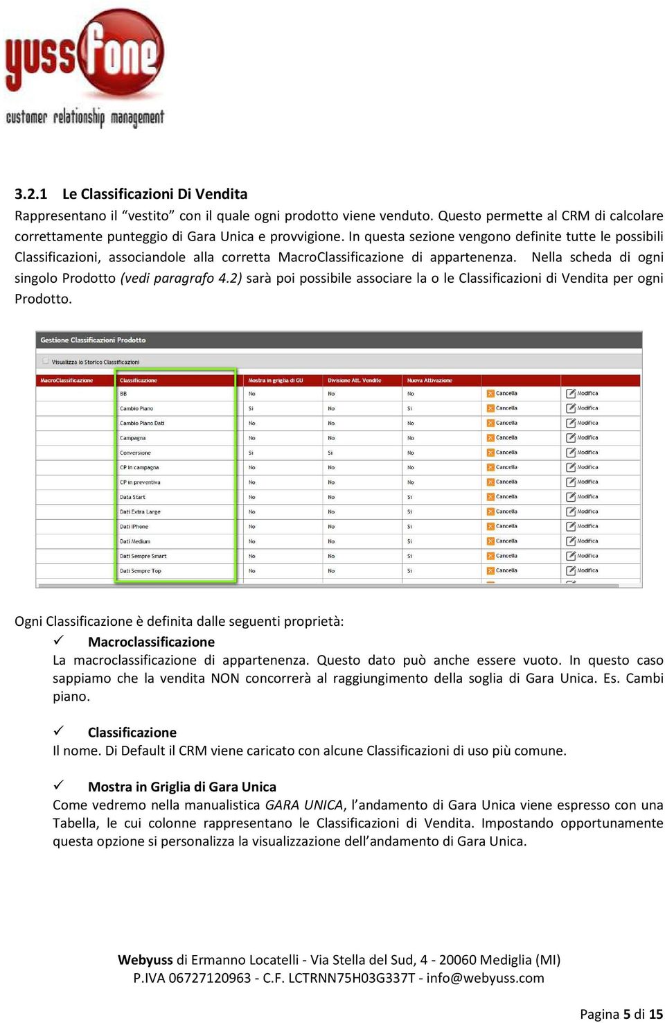 2) sarà poi possibile associare la o le Classificazioni di Vendita per ogni Prodotto.