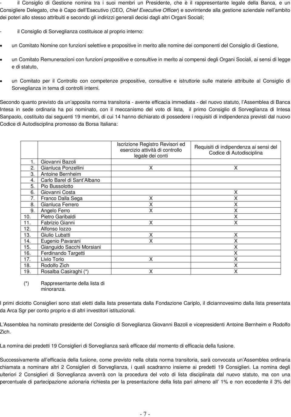 interno: un Comitato Nomine con funzioni selettive e propositive in merito alle nomine dei componenti del Consiglio di Gestione, un Comitato Remunerazioni con funzioni propositive e consultive in